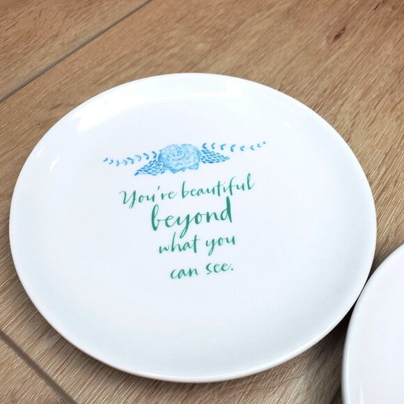 Inspirational Plates incourage 6 1/4” Set of 2 Saucer Dessert Blessing Friends - Picture 3 of 14